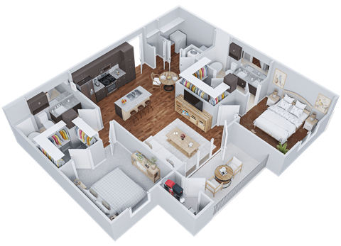 Two Bedroom, Two Bath